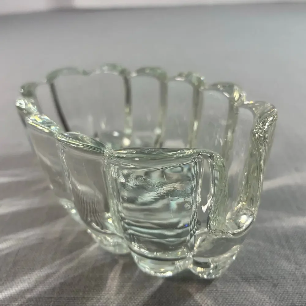 Vintage Clear Pressed Glass Oval Toothpick Holder Trinket Dish Vanity Decor